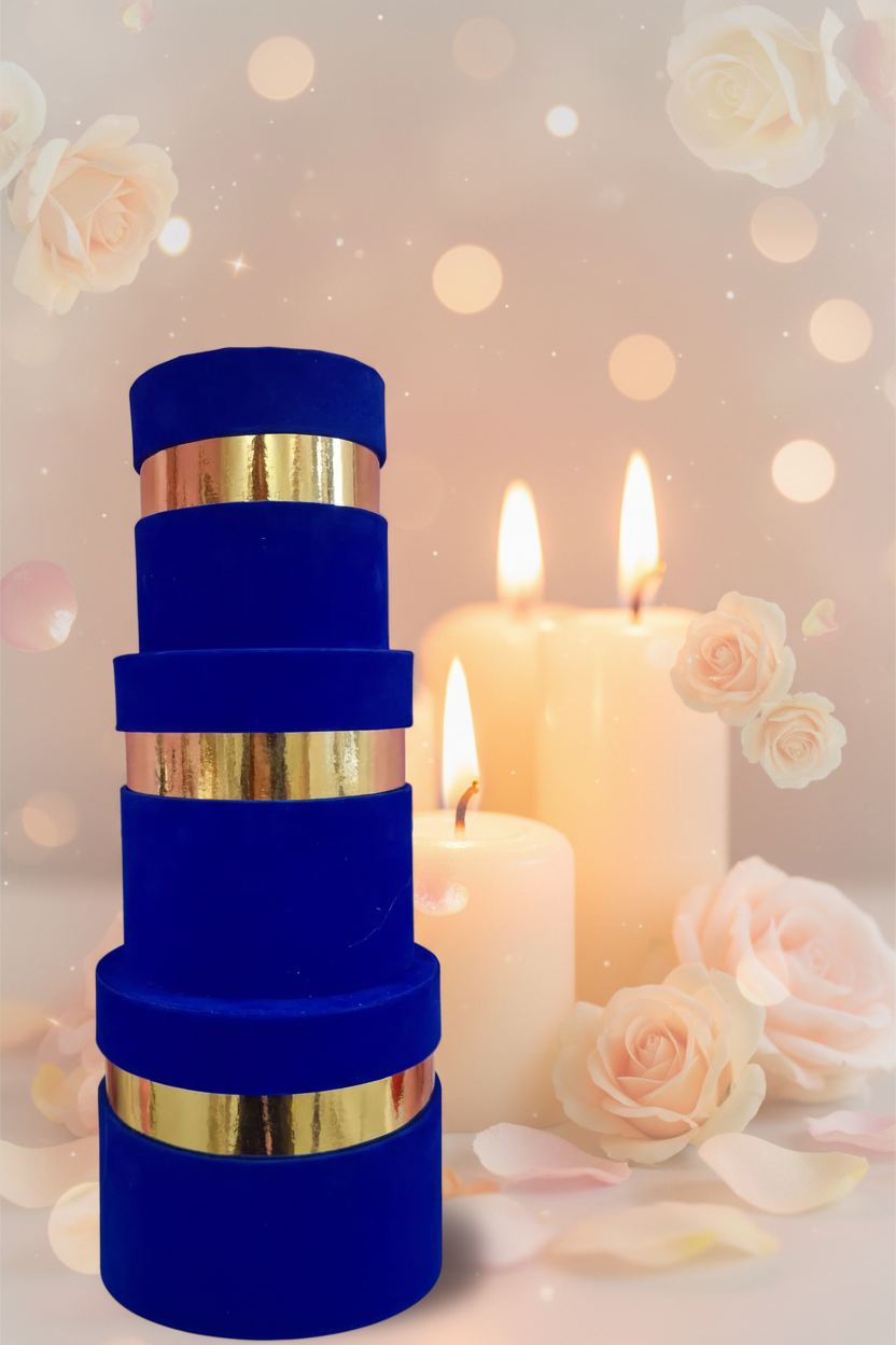 Scatole velluto con bordo oro BLU ELETTRICO