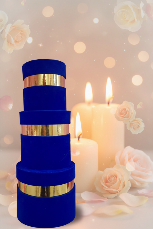 Scatole velluto con bordo oro BLU ELETTRICO