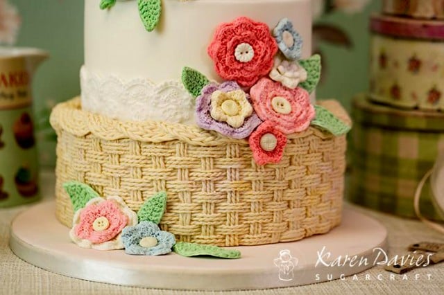 Intreccio Cestino. Fantastico grande Stampo in silicone. Rustic Basket. Originale Karen Davies.
