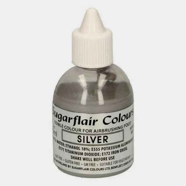 ARGENTO  60 ml. Colorante liquido anche per Aerografo. Sugarflair