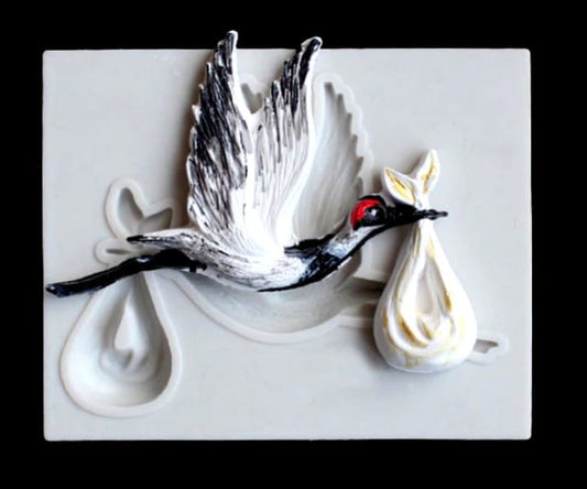 Cicogna che vola con Neonato. Stampo in silicone