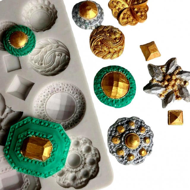 Bellissimi Gioielli Bottoni e Diadema in varie forme. Barocco Vintage. Stampo in silicone