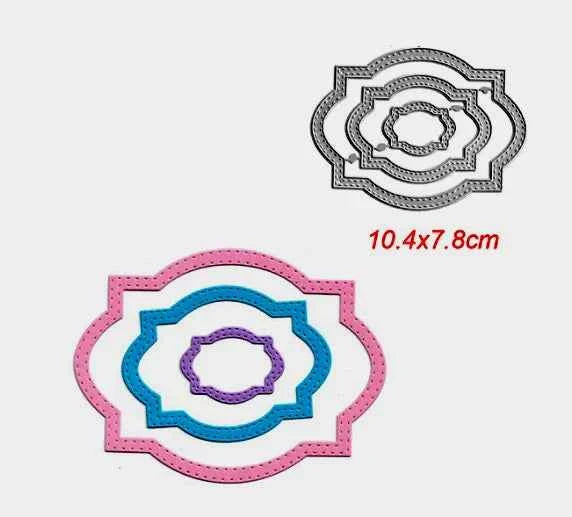 Cornice Decorata Ovale. 3 Fustelle sottili metalliche per Scrapbooking