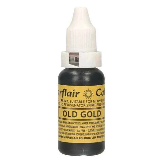 Oro antico. Vernice a Gocce. Per Panna Creme Burro e Pasta di Zucchero. 14 ml. Sugarflair
