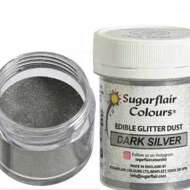 Grande confezione di 10 gr. Argento Intenso Perlescente. Dark Silver. Colorante in polvere che dona una splendida lucentezza. Sugarflair