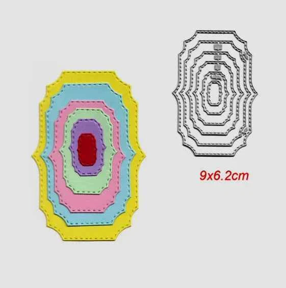 Cornice Decorata Ovale con punte. 6 Fustelle sottili metalliche per Scrapbooking