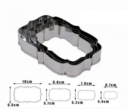 Set di 4 grandi Cornici decorative in metallo. Stampo Cutter Tagliapasta Cornice Rettangolare