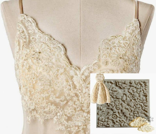 Pizzo. Fantastico Stampo in silicone in alta definizione. Vestito Sposa
