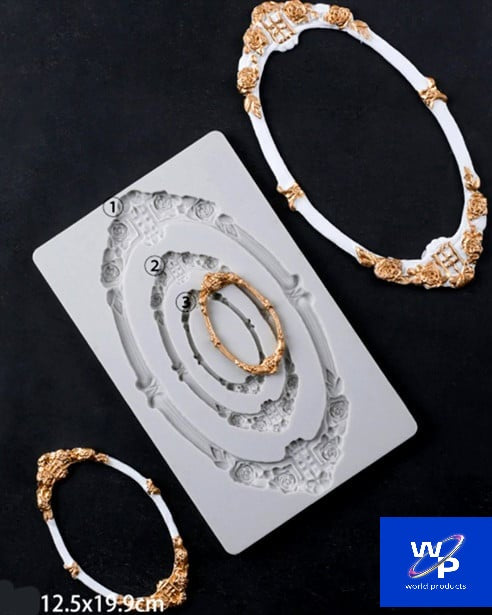 Grande Cornice Stile Barocco di 20 cm. Vintage. Stampo in silicone con 3 forme