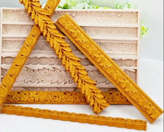 Stupendo Bordo in 6 decorazioni Barocco Vintage. Grande stampo in silicone