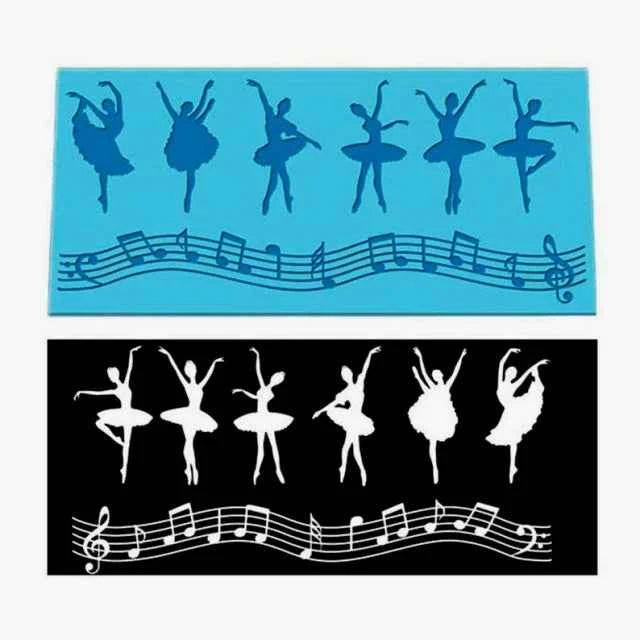 Ballerina e Note Musicali. Grande Stampo in silicone