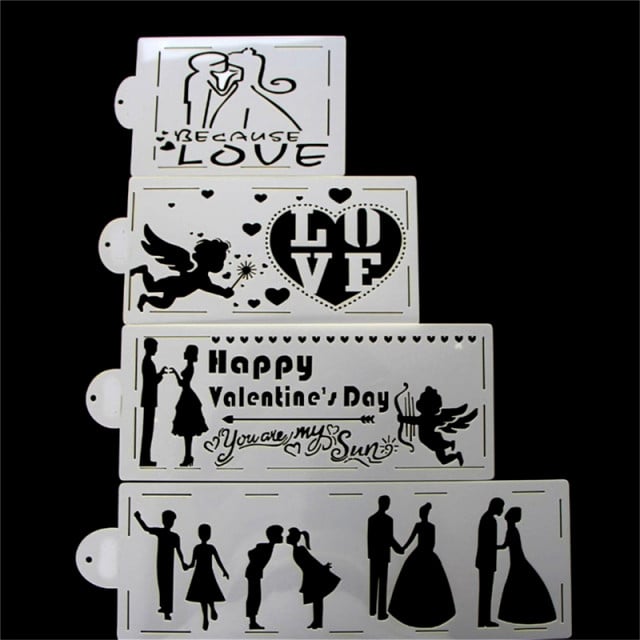 Amore e Innamorati. Set di 4 fantastici Stencil