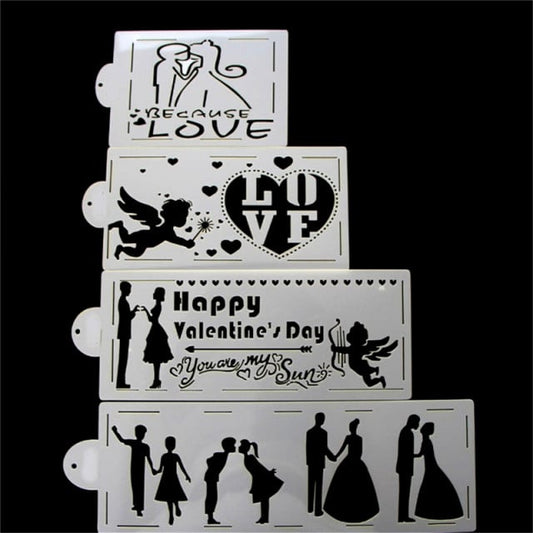Amore e Innamorati. Set di 4 fantastici Stencil