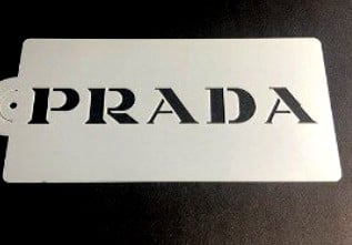 Prada Logo 20x10 cm. Griffe Fashion Stencil.