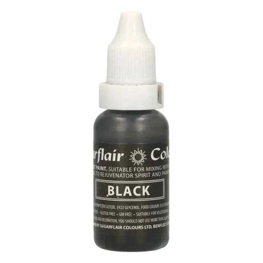 Nero. Vernice a Gocce. Per Panna Creme Burro e Pasta di Zucchero. 14 ml. Sugarflair