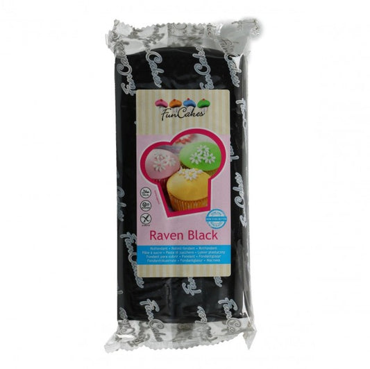1 Kg.nero assoluto. Pasta di zucchero FunCakes.raven black.