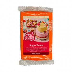 Arancione tigre. Pasta di zucchero FunCakes. 250 gr. Senza Glutine e Kosher