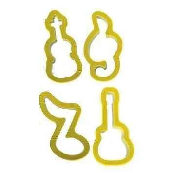 Musica. Set di 12 Tagliapasta in metallo a forma di Strumenti Musicali.