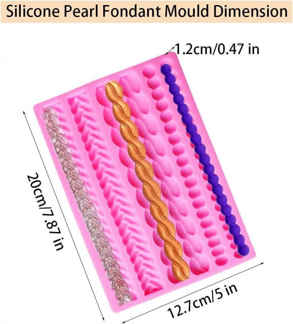 6-row Pearl and Embroidery Border Mold. Silicone mold.