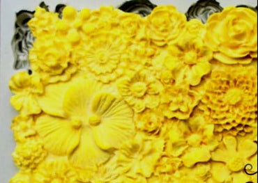 Floral Border Composition with Many Flowers. Stunning silicone mold with a striking effect.