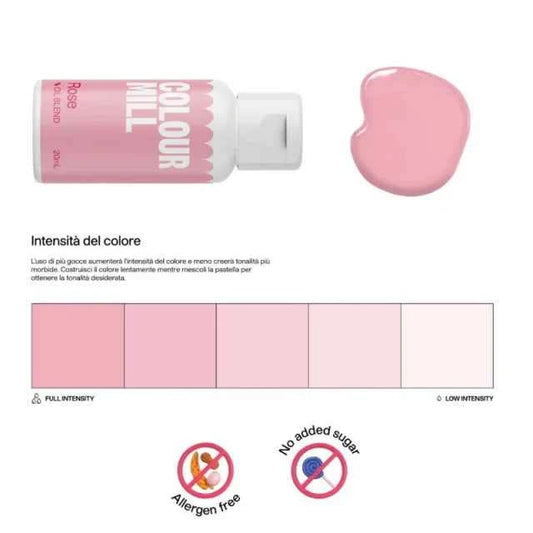 Rosa Colour Mill. Colorante alimentare a base olio di 20 ml