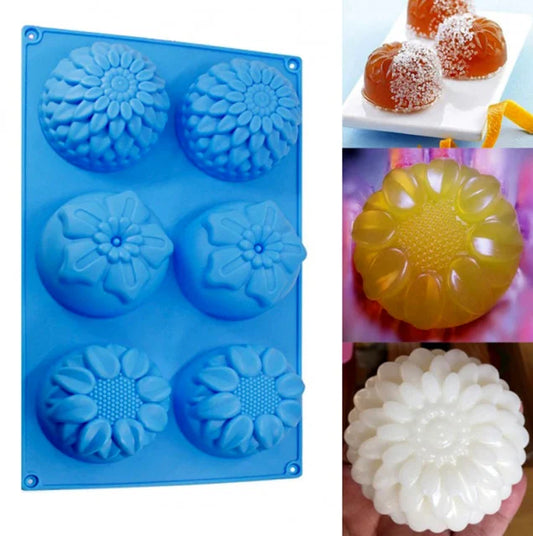 Fiori. Grande stampo in silicone con 6 forme