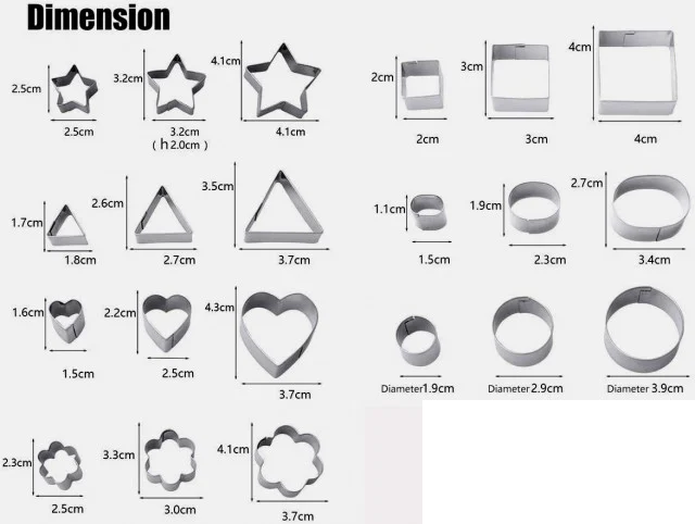 Set B di 24 Stampi Geometrici in metallo