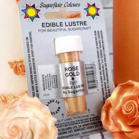 Oro Rosa Perlescente. Colorante concentrato in polvere. Lustre Rose Gold. Sugarflair