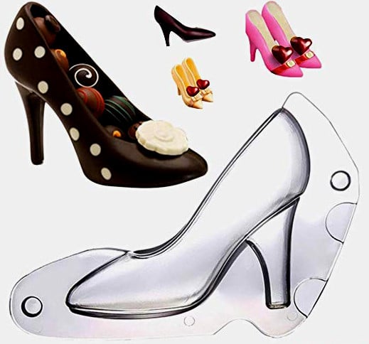 7.5cm Heel Shoe. Double 3D Chocolate Mold in Rigid Polycarbonate.