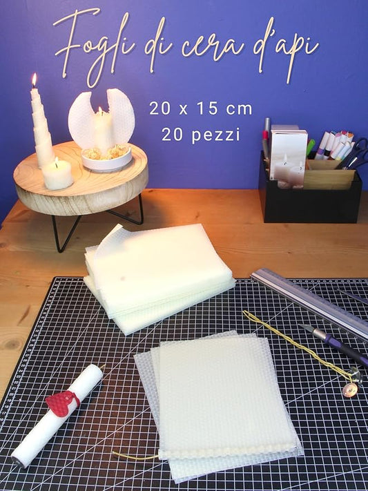 SET 20 FOGLI DI CERA D' API. 20X15 CM. CANDELE IN CERA FAI DA TE.