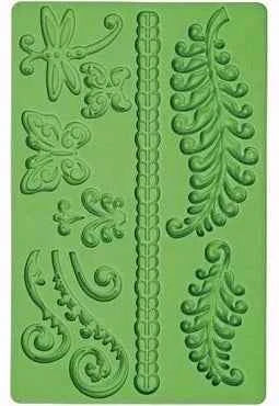 Bosco Felci e Farfalle. Stampo in silicone con 11 motivi più 2 bordure.