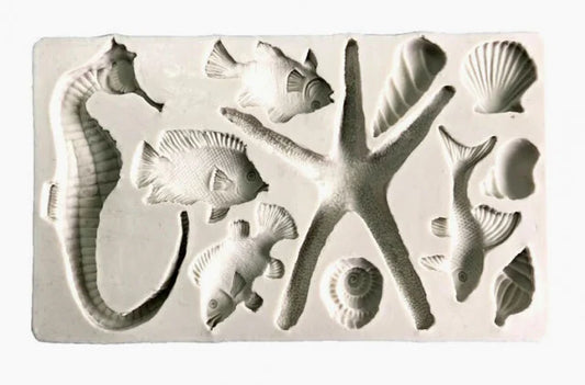 Grande Stampo Mare. Pesci Conchiglie Cavalluccio e Stella marina ad alta definizione