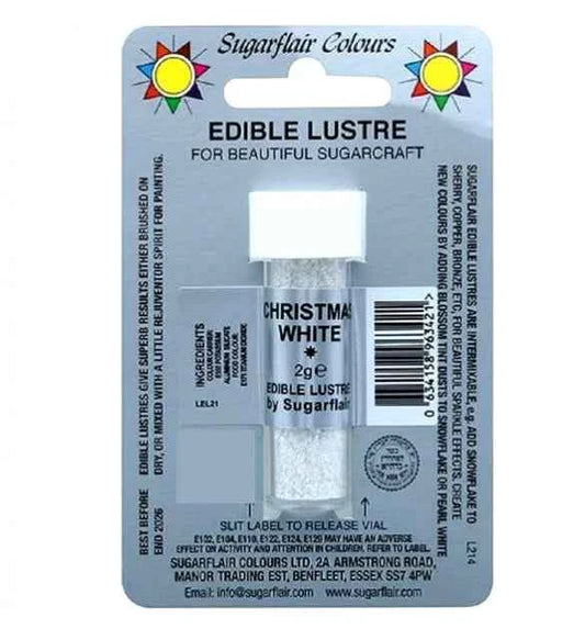 Bianco Natale Perlescente. Colorante concentrato in polvere. Sugarflair