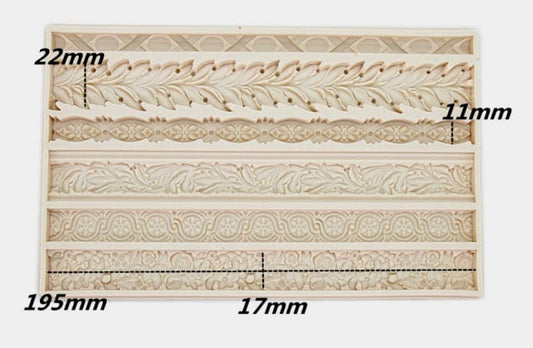 Stupendo Bordo in 6 decorazioni Barocco Vintage. Grande stampo in silicone