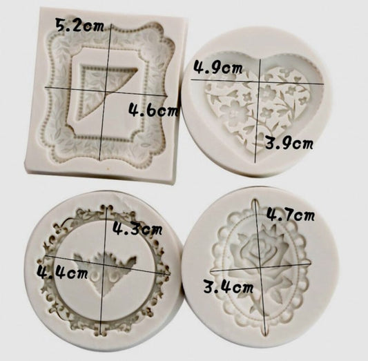 Diadema Cornice con 4 motivi. Barocco Vintage. Stampo in silicone