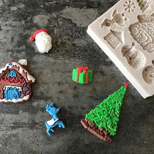 stampo Natale con 13 forme. Christmas House Tree Silicone Mold. Stampo silicone