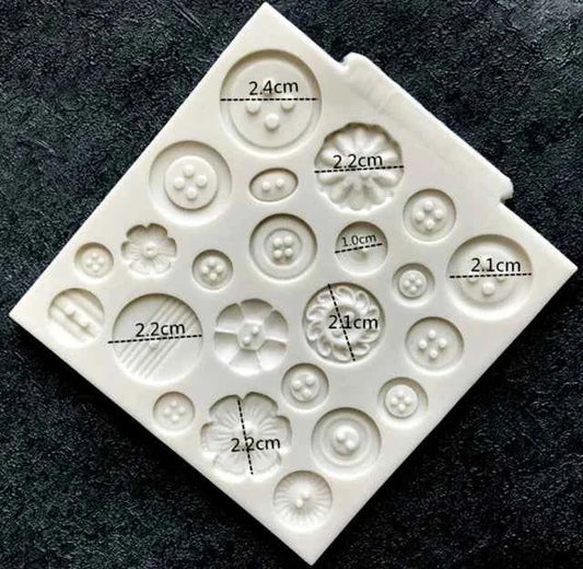 Bottoni in 23 forme decorate. Stampo in silicone