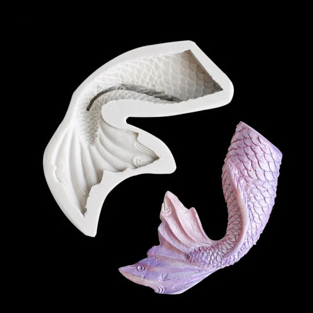 Grande Coda di Sirena Ondulata di 11.2 x 8 x 2 cm. Mare. Stampo silicone Sirenetta