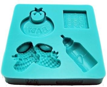 Stampo quadrato in silicone con 4 simpatici disegni a tema Baby.