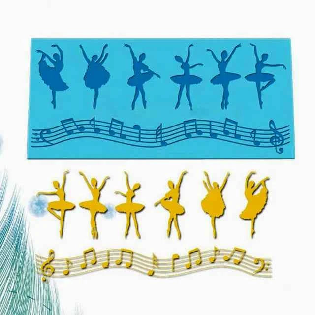 Ballerina e Note Musicali. Grande Stampo in silicone