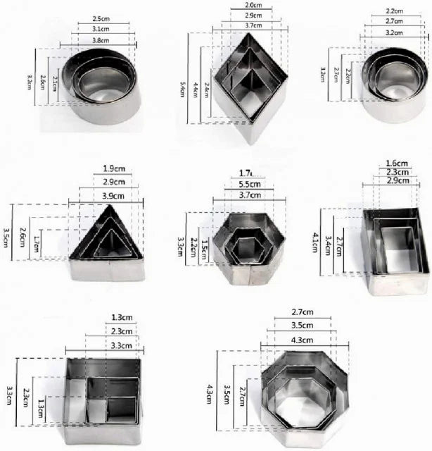 Set A di 24 Stampi Geometrici in metallo