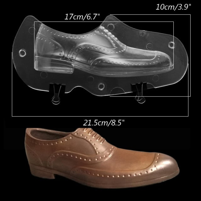 Elegant Men's Shoe. Double 3D Chocolate Mold in Rigid Polycarbonate.