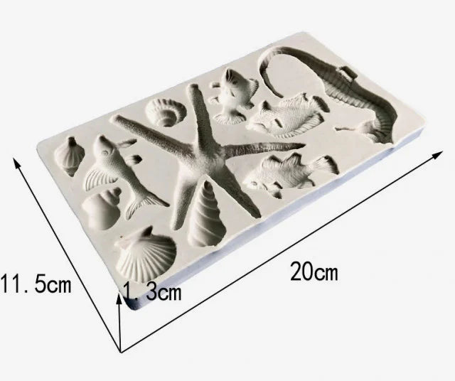 Grande Stampo Mare. Pesci Conchiglie Cavalluccio e Stella marina ad alta definizione