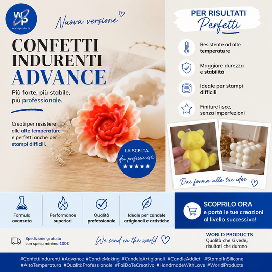 CONFETTI INDURENTI ADVANCE. Nuova versione creata piu' forte per alte temperature e stampi difficili