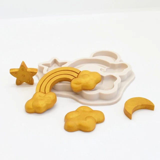 Arcobaleno Nuvola Luna e Stella. Stampo decorativo in silicone