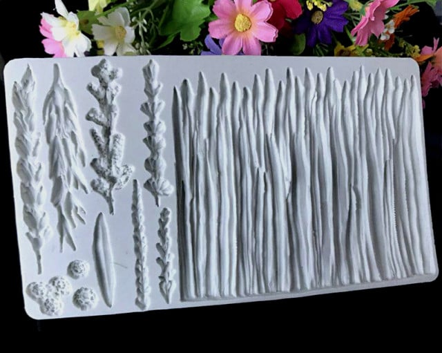 Stupendo Bordo Erba Prato con Rami e Foglie. Stampo silcone