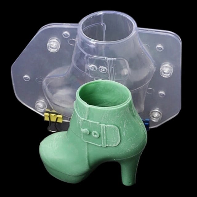 Stivale con Tacco. Doppio Stampo 3/D per Cioccolato in policarbonato rigido