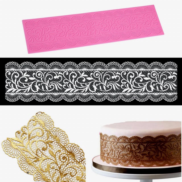 Bordo Pizzo. Grande Stampo in silicone. Flower Wedding Cake Silicone Beautiful Flower Lace