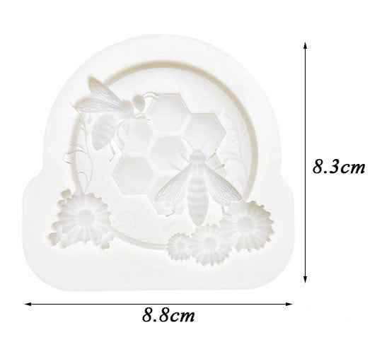 2 Api con Alveare e Fiori. Stampo in silicone.Honeycomb Bee Daisy Mold