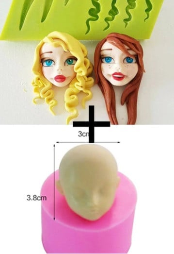 Barbie. Viso e Capelli. Set di 2 stampi in silicone